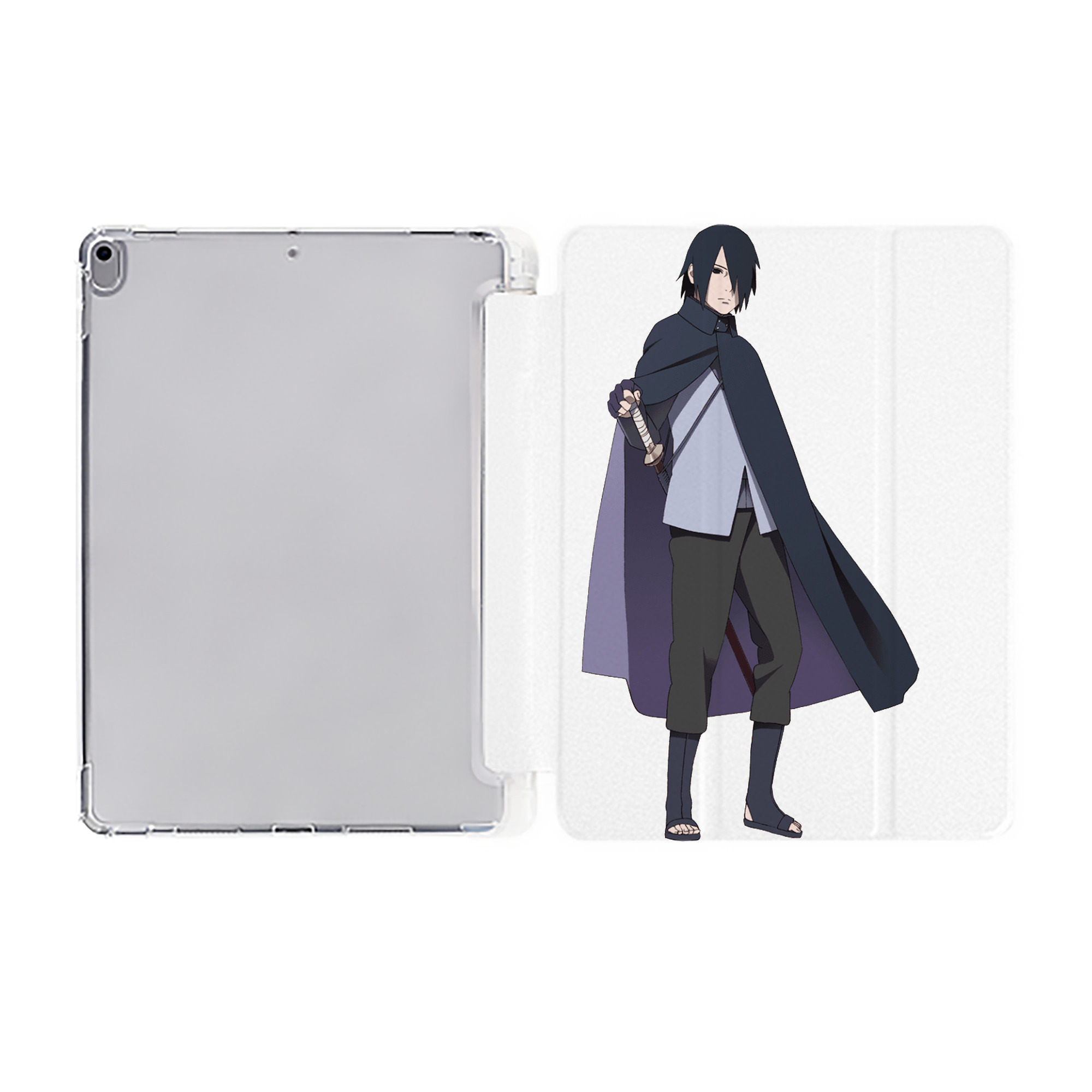 （画像用） NARUTO -ナルト- うちは サスケ Uchiha Sasuke IPad ケース ペン収納付き 三つ折りスタンド PUレザー×シリコン 対応機種9.5/10.5/10.9インチ